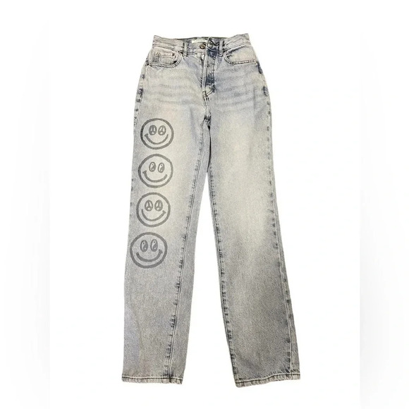 Pacsun Stamped  Smiley Dad Light Wash High Rise Denim Jeans Size 23 - Picture 3 of 12